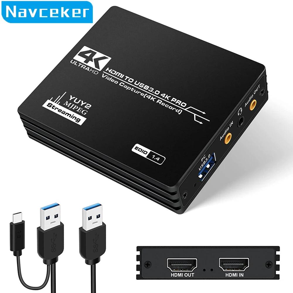 Navceker USB 3.0  ĸó ī, HDMI ȣȯ 1080P 60fps HD  ڴ ׷, OBS ĸó  ̺, 4K 